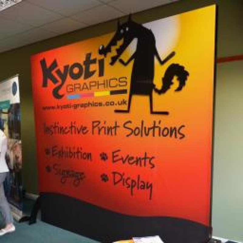 Eye-catching Kyoti Graphics freestanding printed fabric display
